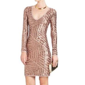 BCBGMaxAzria Rose Gold Morris Sequin Party Dress